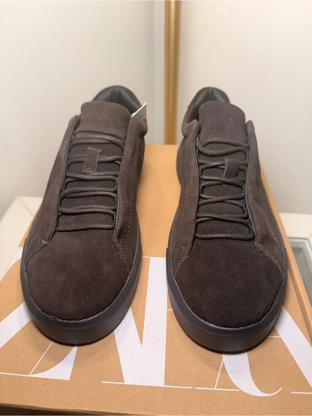 Men's Zara Suede leather Low-Top Sneakers in Dark Brown